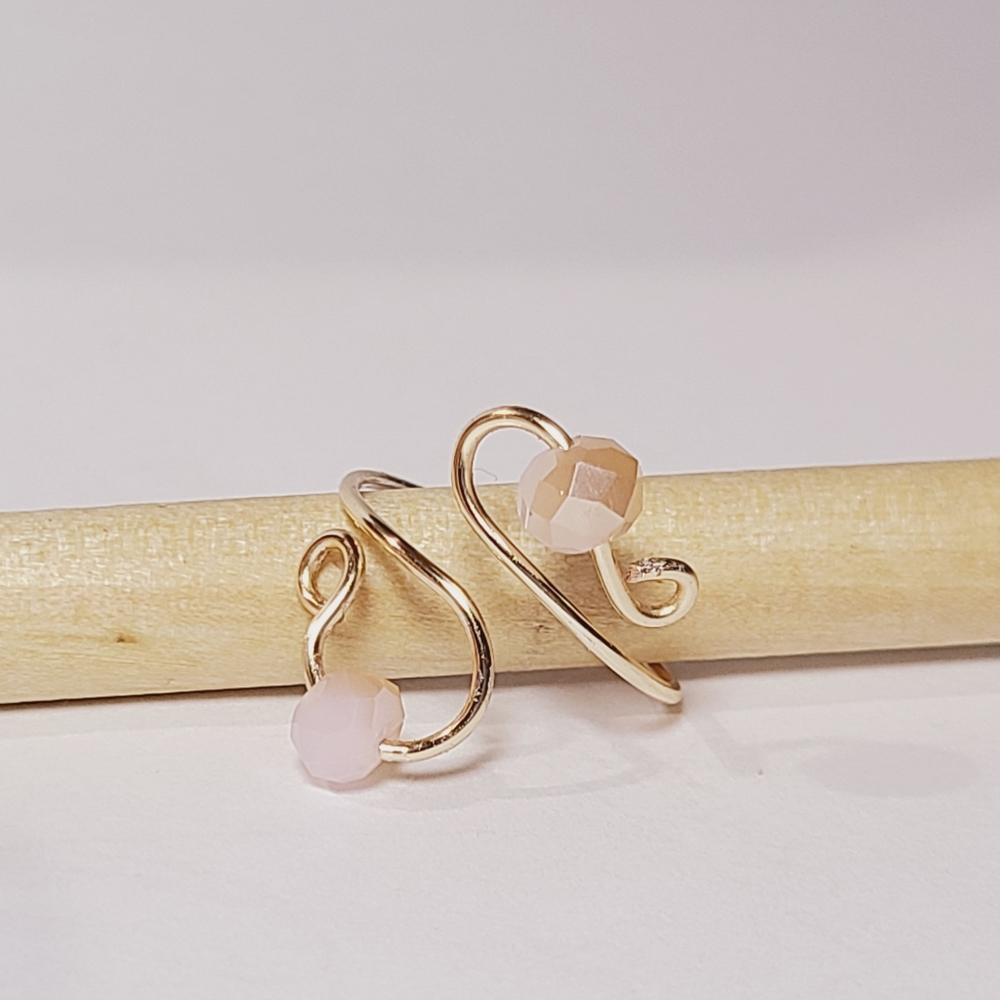 Handmade ring with pink bids